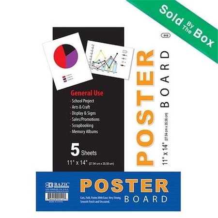 Bazic 512  11 X 14 White Poster Board (5/Pack)  Case Of 48